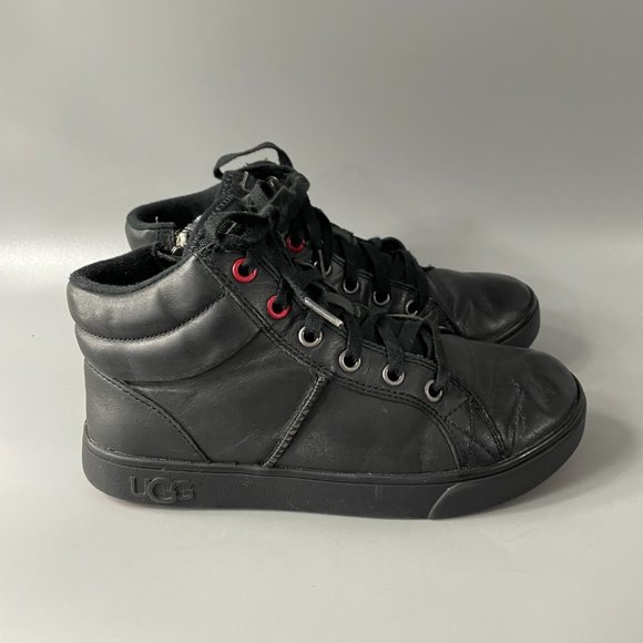 UGG Kids' Boscoe Black Leather Trainer, Kid's Size US 4 - Picture 2 of 13